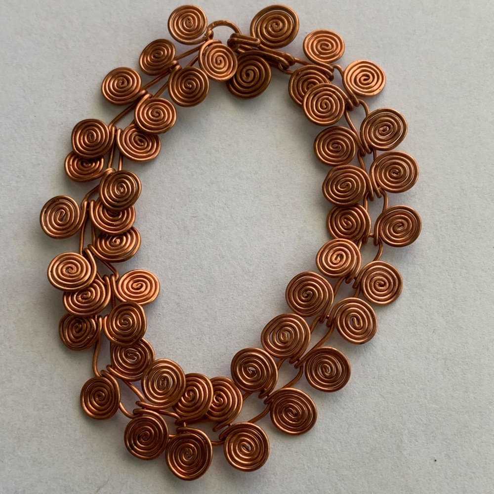 EUC vintage COPPER double spiral links bracelet